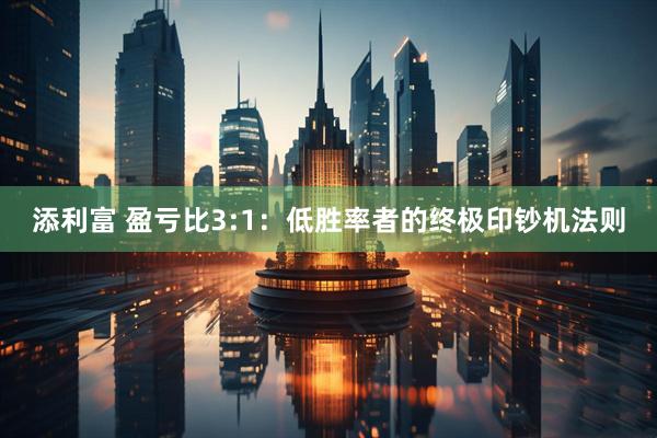 添利富 盈亏比3:1：低胜率者的终极印钞机法则