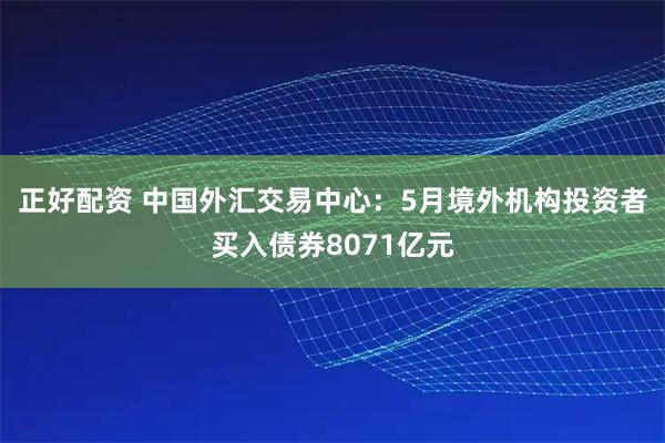 正好配资 中国外汇交易中心：5月境外机构投资者买入债券8071亿元