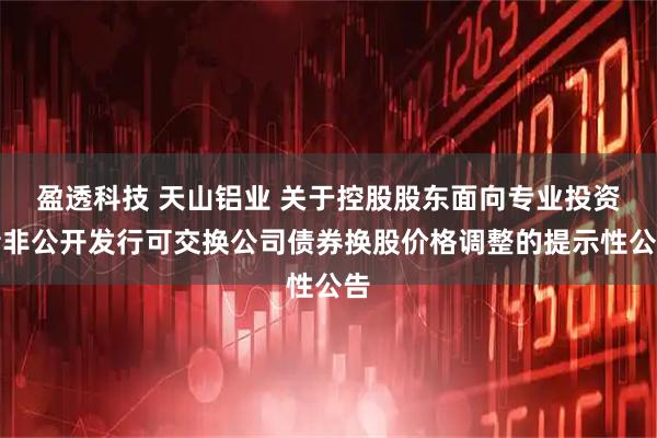 盈透科技 天山铝业 关于控股股东面向专业投资者非公开发行可交换公司债券换股价格调整的提示性公告