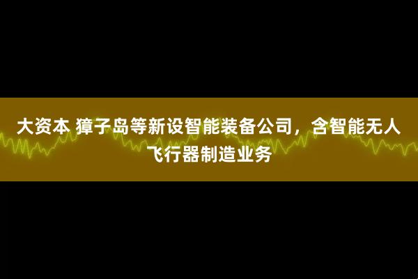 大资本 獐子岛等新设智能装备公司，含智能无人飞行器制造业务